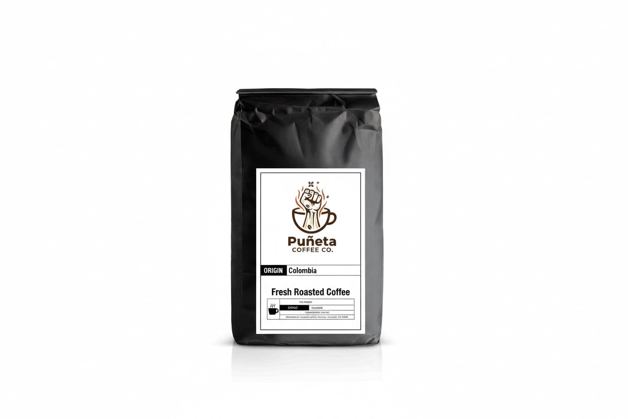 Coffee bag from Puneta Coffee Co. on a white background